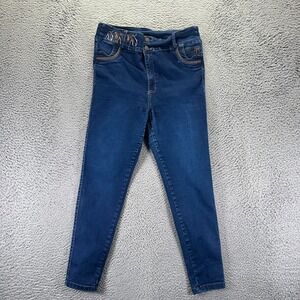 Aranza Jeans Women's 17 Blue Cotton Denim Skinny Workwear Embroidered Stretch
